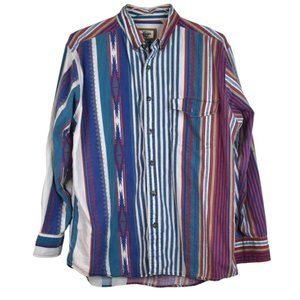 Western Plains Shirt L Mens Button Down Long Sleeve Southwestern Rodeo Western